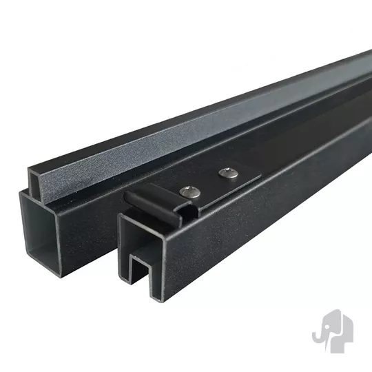 Elephant onder- en bovenregel M&M/ModRh aluminium 2x2,5x180 cm (2 stuks) zwart incl. tie-clips