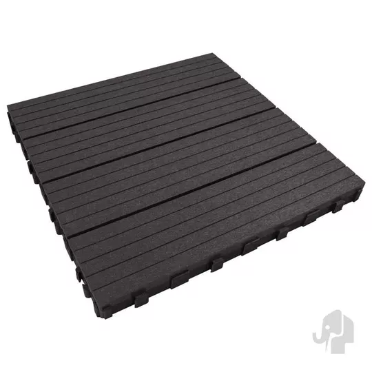 Elephant Click Terrastegel Houtcomposiet FSC/GRS 24x300x300 mm – 4 stuks Antraciet met Groeven en RV