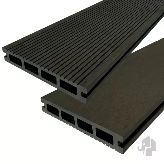 DuoWood vlonderplank Bfl houtcomposiet FSC 2,5x16x400 cm – Antraciet ribbel/vlak profiel