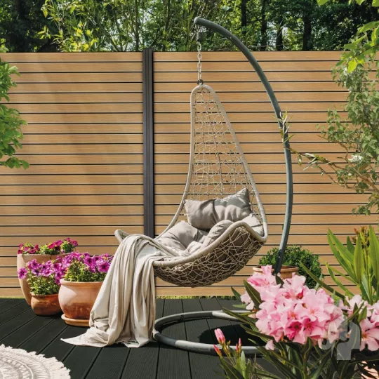 Elephant schutting Dark Line aluminium Rhombus 24L 180x180 cm horizontaal zandkleur