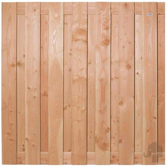 Elephant schutting geschaafd Douglas PEFC 48 x 1800 x 1800 mm met 16 mm vlak geschaafd en RVS geschr