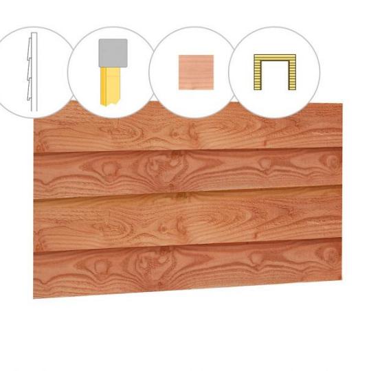 Zweeds rabat douglas enkelzijdige wand C, t.b.v. dubbele deur, 278,5 x 224 cm, onbehandeld.