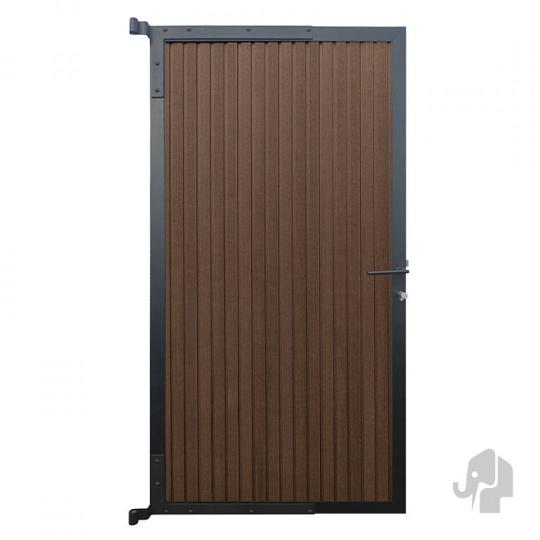Elephant tuindeur Stripes houtcomposiet FSC 4x90x180 cm co-ex Natural Dark Brown met zwart kader