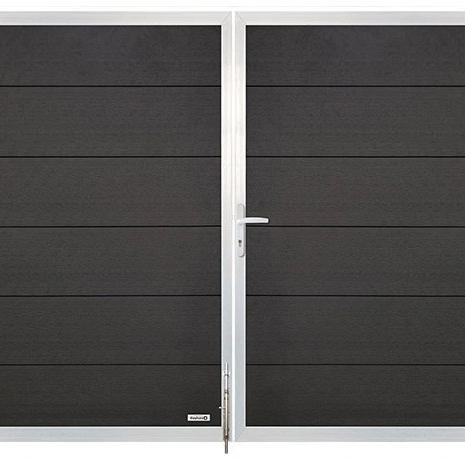 Elephant dubbele poort Forte houtcomposiet FSC 40x3000x1800mm antra met alu frame incl. hang en slui