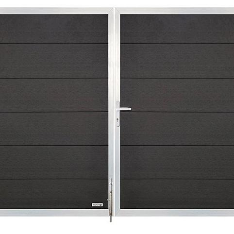 Elephant dubbele poort Forte houtcomposiet FSC 40x3000x1800mm antra met alu frame incl. hang en slui