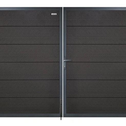 Elephant dubbele poort Forte houtcomposiet FSC 40x3000x1800mm antra met antra frame incl. hang en sl