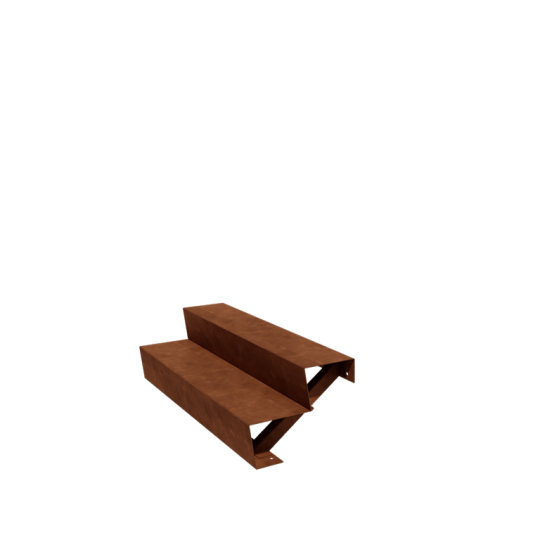Cortenstaal tuintrap - 2-trede - 48 x 120 x 34 cm