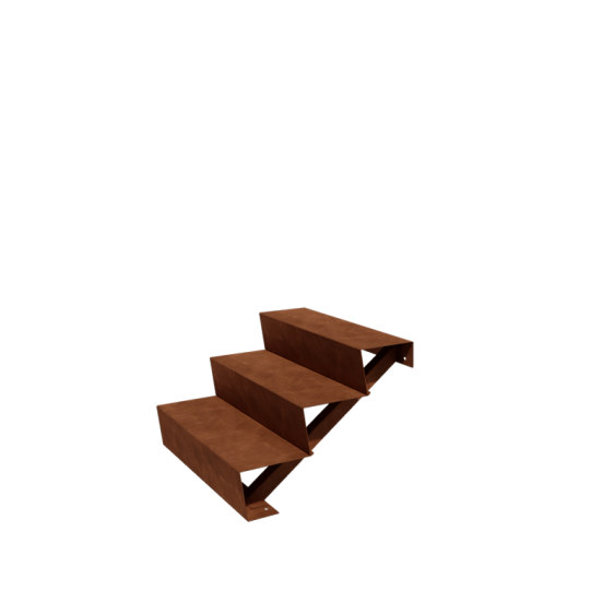 Cortenstaal tuintrap - 3-trede - 72 x 80 x 51 cm
