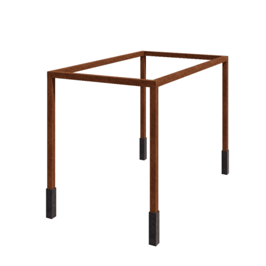 Cortenstaal pergola - Rechthoek - 424 x 250 x 230 cm - Met betonpoer