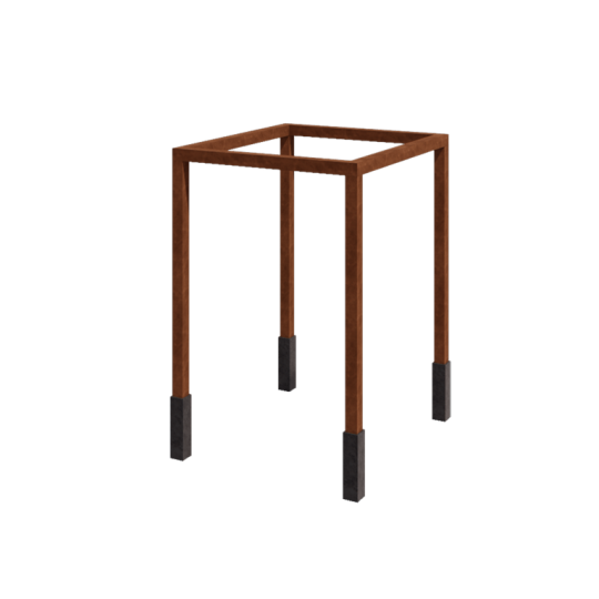 Cortenstaal pergola - Vierkant - 224 x 200 x 230 cm - Met betonpoer