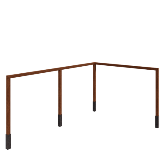 Cortenstaal pergola - Hoek - 600 x 412 x 242 cm - Met betonpoer
