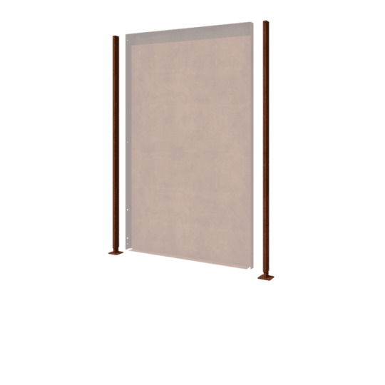 Cortenstaal paal - Recht met voetplaat - 190 x 6 x 3 cm