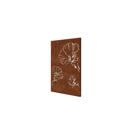 Cortenstaal paneel - Klaproos - 120 x 6 x 190 cm