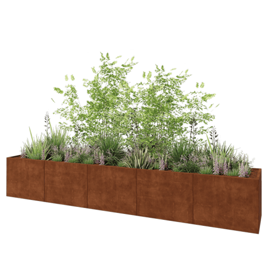 Cortenstaal plantenbak XXL - Rechthoek - 500 x 80 x 80 cm - Zonder bodemplaat
