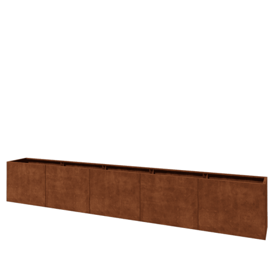 Cortenstaal plantenbak XXL - Rechthoek - 500 x 50 x 80 cm - Met bodemplaat