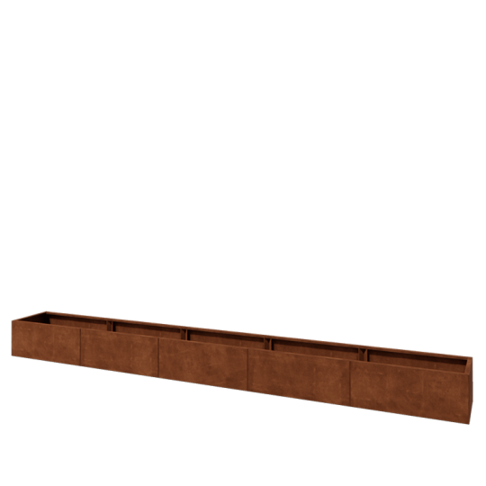 Cortenstaal plantenbak XXL - Rechthoek - 500 x 50 x 40 cm - Met bodemplaat