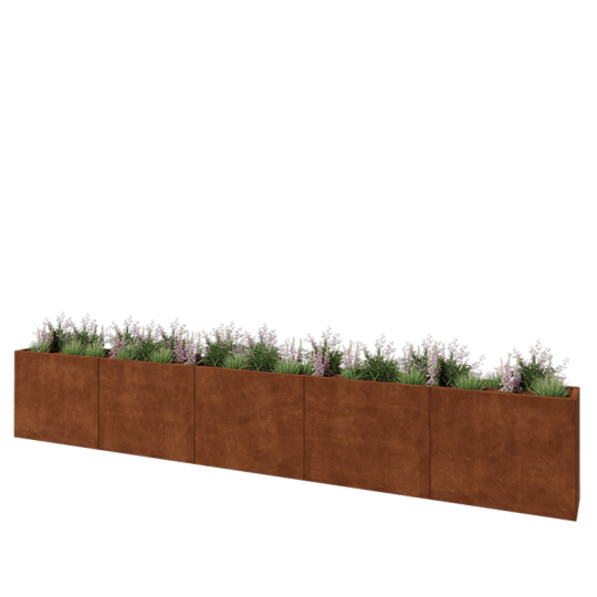 Cortenstaal plantenbak XXL - Rechthoek - 500 x 40 x 80 cm - Zonder bodemplaat