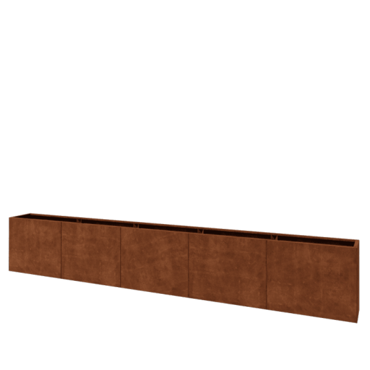 Cortenstaal plantenbak XXL - Rechthoek - 500 x 40 x 80 cm - Met bodemplaat