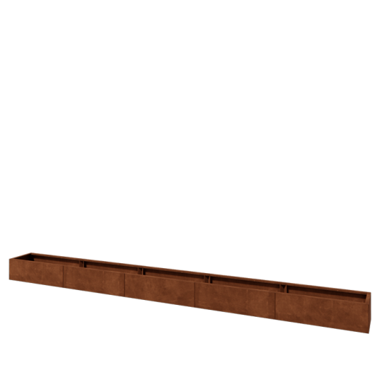Cortenstaal plantenbak XXL - Rechthoek - 500 x 40 x 30 cm - Zonder bodemplaat