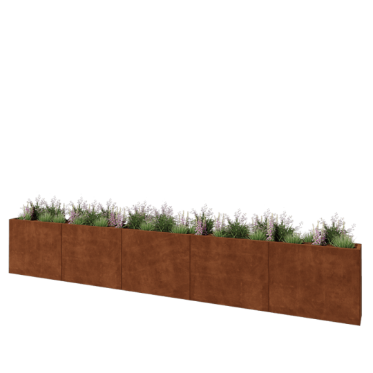 Cortenstaal plantenbak XXL - Rechthoek - 500 x 30 x 80 cm - Zonder bodemplaat