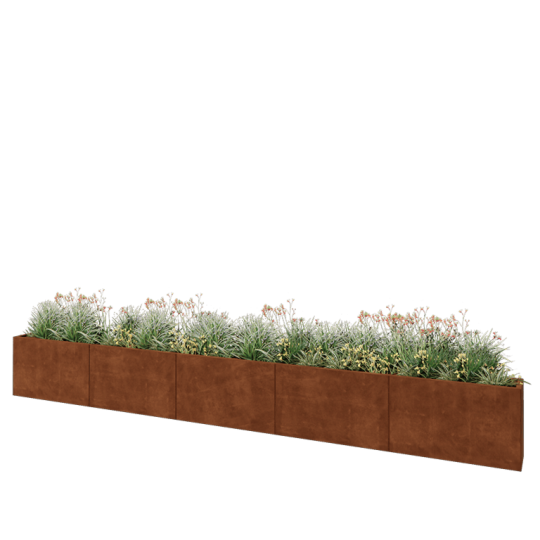 Cortenstaal plantenbak XXL - Rechthoek - 500 x 30 x 60 cm - Zonder bodemplaat
