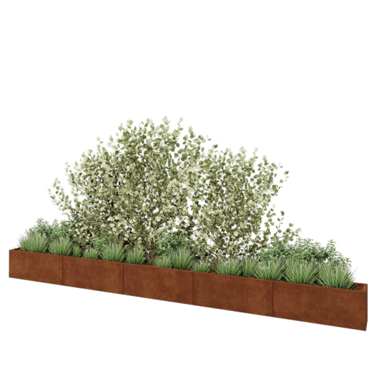 Cortenstaal plantenbak XXL - Rechthoek - 500 x 30 x 40 cm - Met bodemplaat