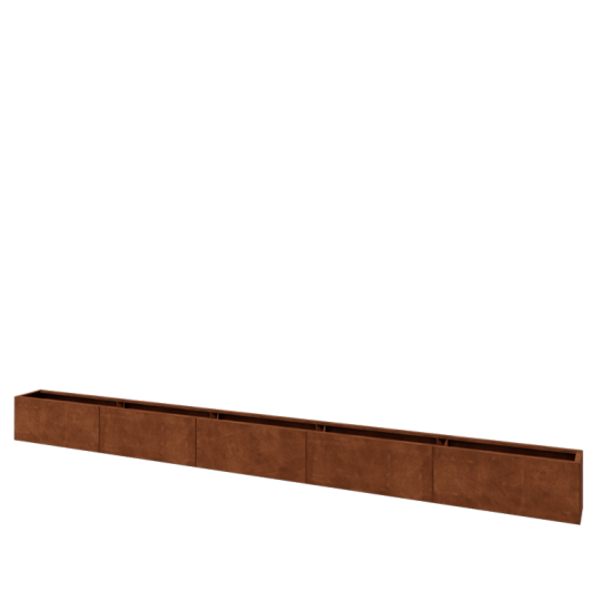 Cortenstaal plantenbak XXL - Rechthoek - 500 x 30 x 40 cm - Met bodemplaat