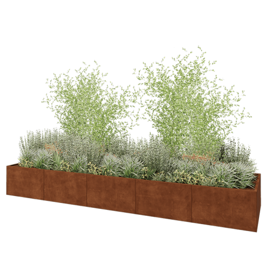 Cortenstaal plantenbak XXL - Rechthoek - 500 x 120 x 60 cm - Zonder bodemplaat