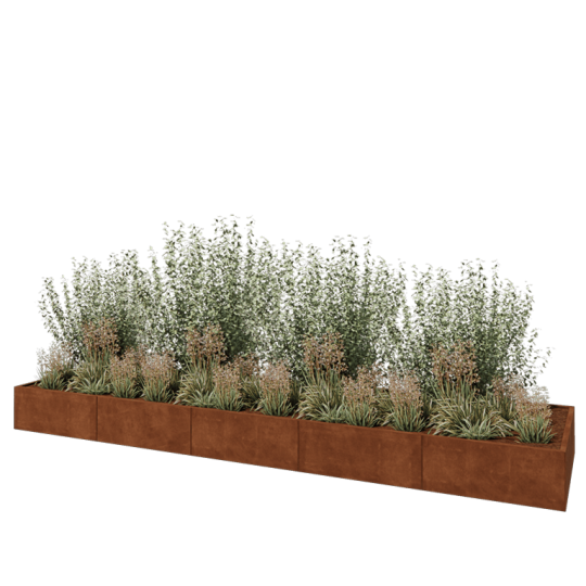 Cortenstaal plantenbak XXL - Rechthoek - 500 x 120 x 40 cm - Met bodemplaat