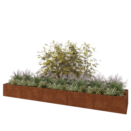 Cortenstaal plantenbak XXL - Rechthoek - 500 x 100 x 50 cm - Zonder bodemplaat