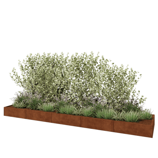 Cortenstaal plantenbak XXL - Rechthoek - 500 x 100 x 30 cm - Met bodemplaat