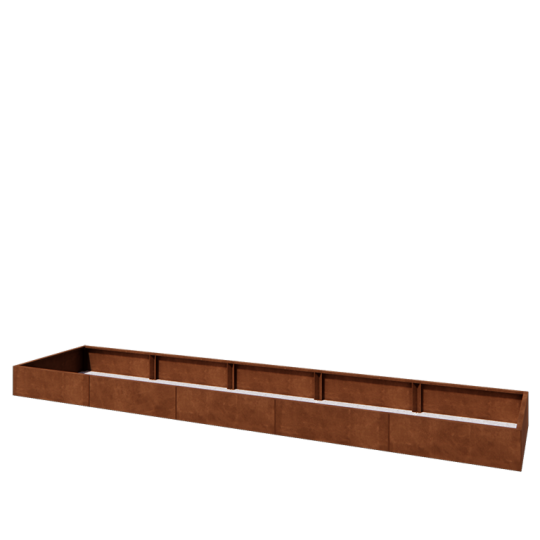 Cortenstaal plantenbak XXL - Rechthoek - 500 x 100 x 30 cm - Met bodemplaat