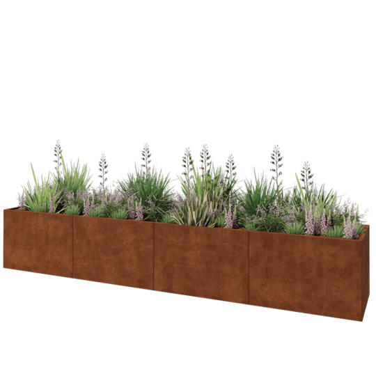 Cortenstaal plantenbak XXL - Rechthoek - 480 x 80 x 80 cm - Zonder bodemplaat