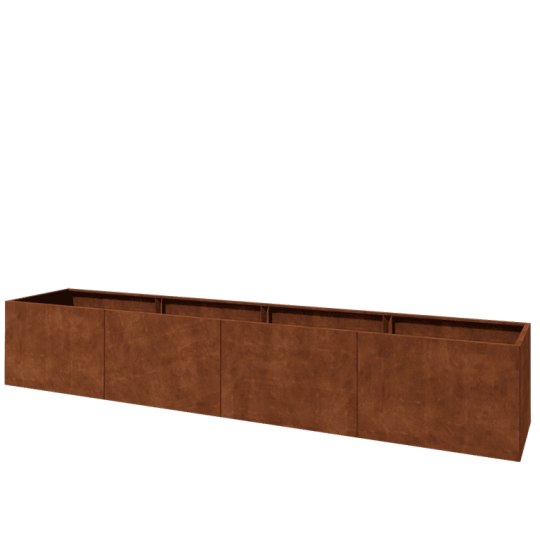 Cortenstaal plantenbak XXL - Rechthoek - 480 x 80 x 80 cm - Met bodemplaat