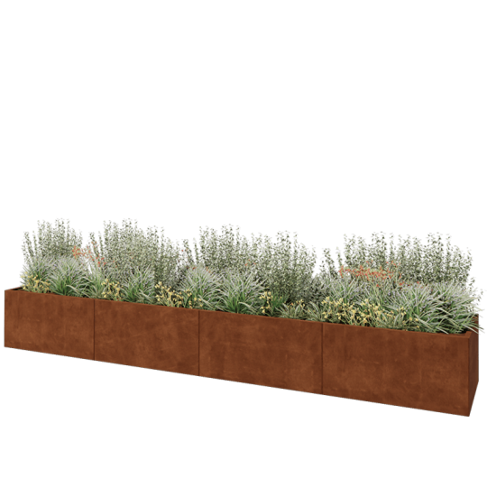 Cortenstaal plantenbak XXL - Rechthoek - 480 x 80 x 60 cm - Met bodemplaat