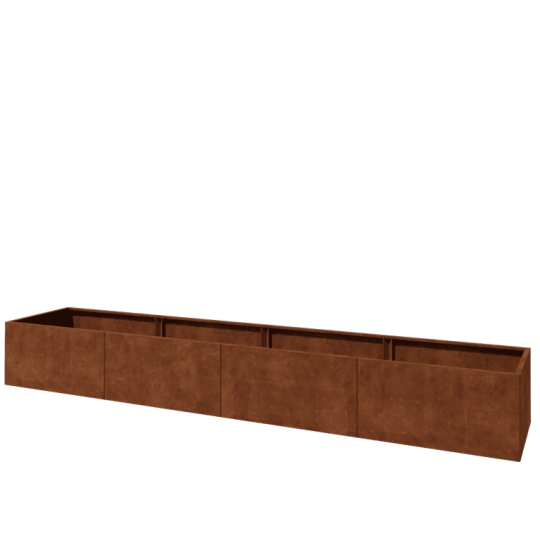 Cortenstaal plantenbak XXL - Rechthoek - 480 x 80 x 60 cm - Met bodemplaat