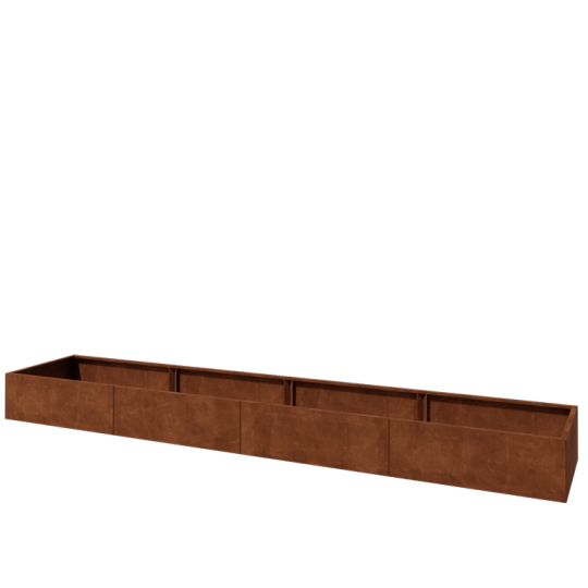 Cortenstaal plantenbak XXL - Rechthoek - 480 x 80 x 40 cm - Met bodemplaat
