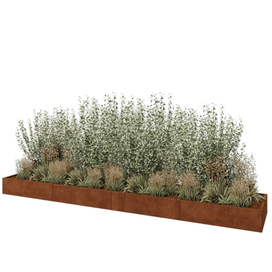 Cortenstaal plantenbak XXL - Rechthoek - 480 x 80 x 30 cm - Met bodemplaat