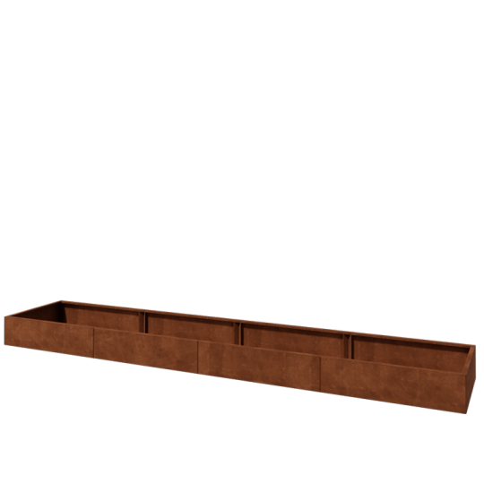 Cortenstaal plantenbak XXL - Rechthoek - 480 x 80 x 30 cm - Zonder bodemplaat