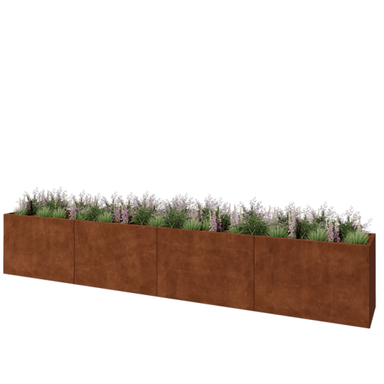 Cortenstaal plantenbak XXL - Rechthoek - 480 x 60 x 80 cm - Zonder bodemplaat
