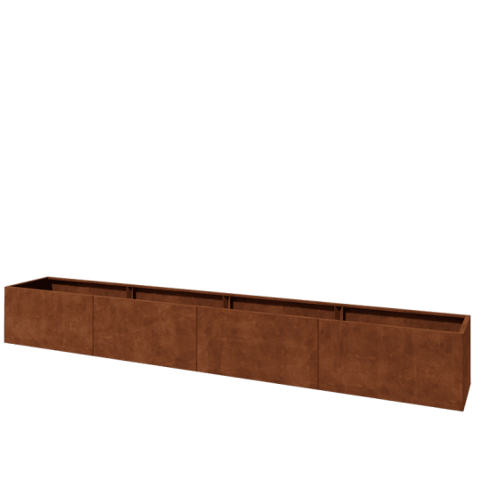 Cortenstaal plantenbak XXL - Rechthoek - 480 x 60 x 60 cm - Met bodemplaat