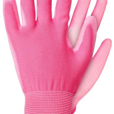 Werkhandschoenen licht polyester roze maat L