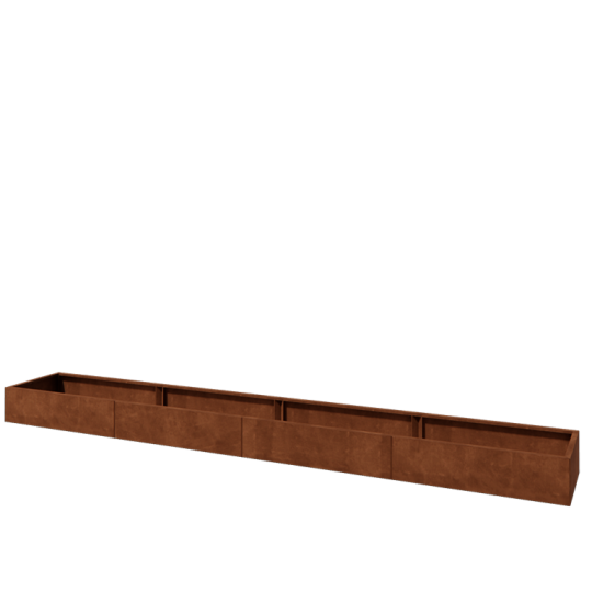 Cortenstaal plantenbak XXL - Rechthoek - 480 x 60 x 30 cm - Met bodemplaat