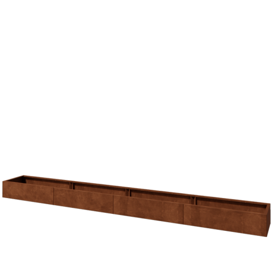 Cortenstaal plantenbak XXL - Rechthoek - 480 x 50 x 30 cm - Met bodemplaat