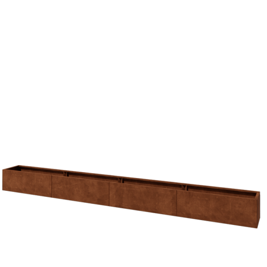 Cortenstaal plantenbak XXL - Rechthoek - 480 x 40 x 40 cm - Met bodemplaat