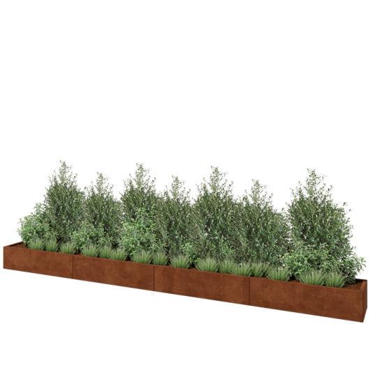 Cortenstaal plantenbak XXL - Rechthoek - 480 x 40 x 30 cm - Met bodemplaat