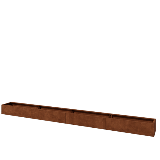 Cortenstaal plantenbak XXL - Rechthoek - 480 x 40 x 30 cm - Met bodemplaat