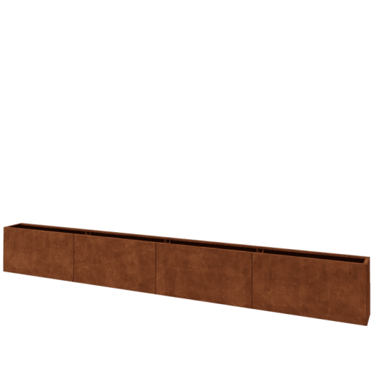 Cortenstaal plantenbak XXL - Rechthoek - 480 x 30 x 60 cm - Met bodemplaat