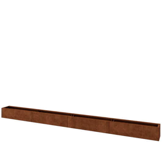 Cortenstaal plantenbak XXL - Rechthoek - 480 x 30 x 30 cm - Met bodemplaat