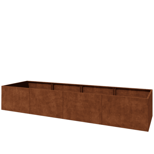 Cortenstaal plantenbak XXL - Rechthoek - 480 x 120 x 80 cm - Met bodemplaat